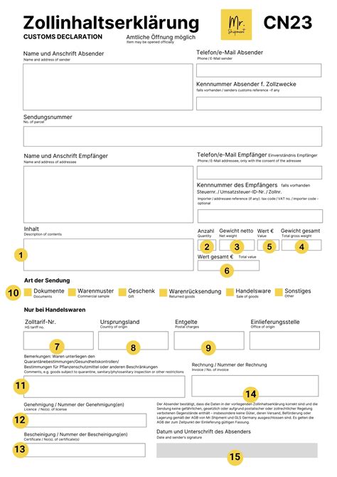 zollformulare für pakete.